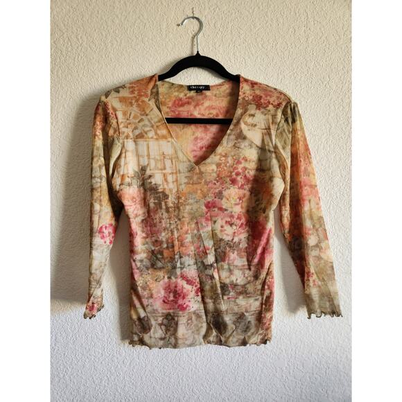 Y2k Therapy Women's Semi Sheer Boho Low Cut Top- M - Picture 1 of 7